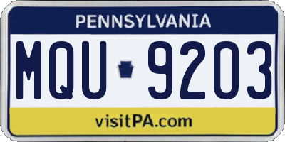 PA license plate MQU9203