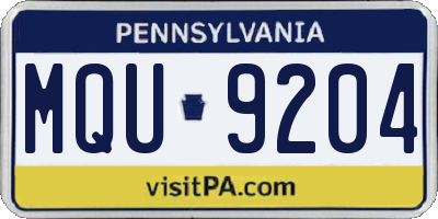 PA license plate MQU9204