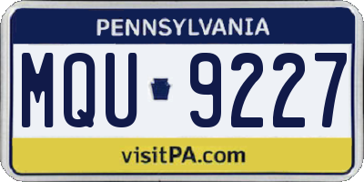 PA license plate MQU9227