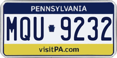 PA license plate MQU9232