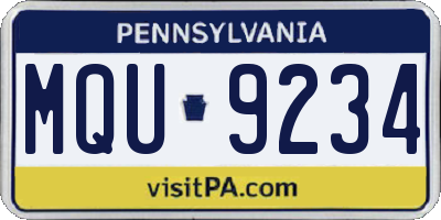 PA license plate MQU9234