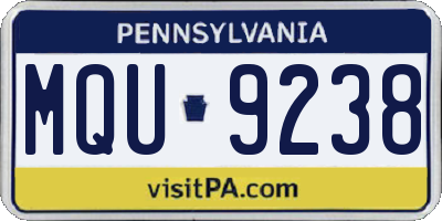 PA license plate MQU9238