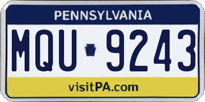 PA license plate MQU9243