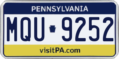 PA license plate MQU9252