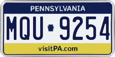 PA license plate MQU9254