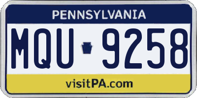 PA license plate MQU9258