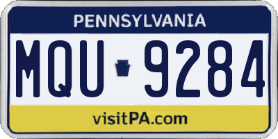 PA license plate MQU9284