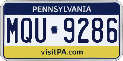 PA license plate MQU9286