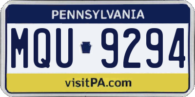 PA license plate MQU9294