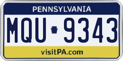 PA license plate MQU9343