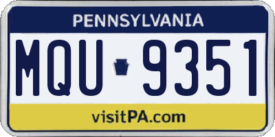 PA license plate MQU9351