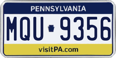PA license plate MQU9356