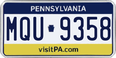 PA license plate MQU9358