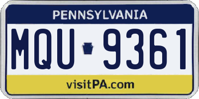 PA license plate MQU9361