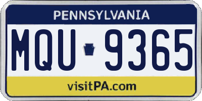 PA license plate MQU9365