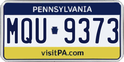 PA license plate MQU9373