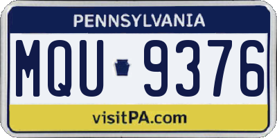 PA license plate MQU9376