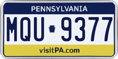 PA license plate MQU9377