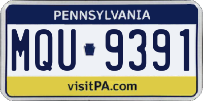 PA license plate MQU9391