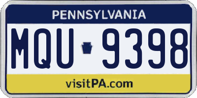 PA license plate MQU9398