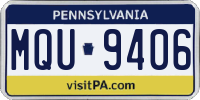 PA license plate MQU9406