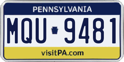 PA license plate MQU9481