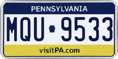 PA license plate MQU9533