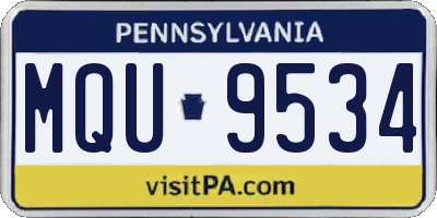 PA license plate MQU9534