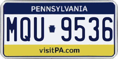 PA license plate MQU9536