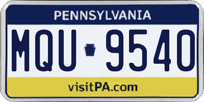 PA license plate MQU9540