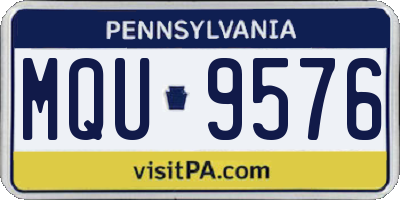 PA license plate MQU9576