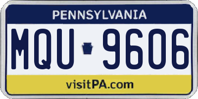 PA license plate MQU9606
