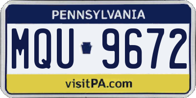 PA license plate MQU9672