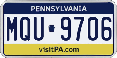 PA license plate MQU9706