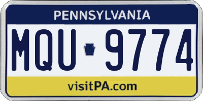 PA license plate MQU9774