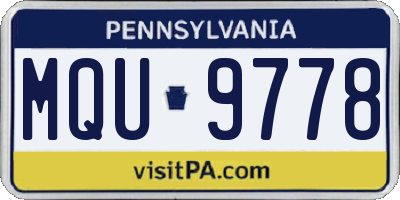 PA license plate MQU9778