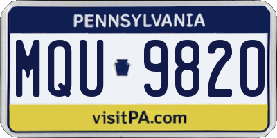 PA license plate MQU9820