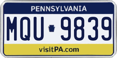 PA license plate MQU9839