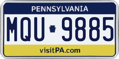 PA license plate MQU9885