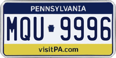 PA license plate MQU9996