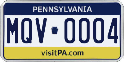 PA license plate MQV0004
