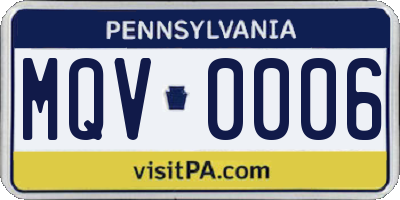 PA license plate MQV0006