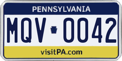 PA license plate MQV0042