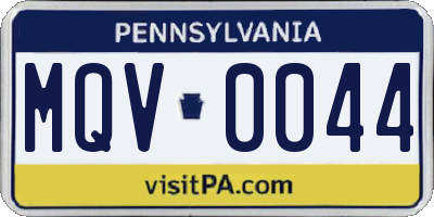 PA license plate MQV0044