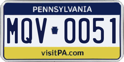 PA license plate MQV0051