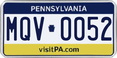PA license plate MQV0052