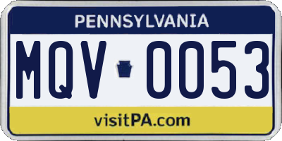 PA license plate MQV0053