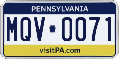 PA license plate MQV0071
