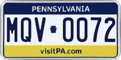 PA license plate MQV0072