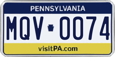 PA license plate MQV0074